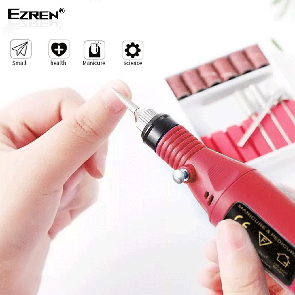 Ezren EZ-2022 Mesin Mini Grinder Grafir Bor Potong Ukir Kuku (Merah)