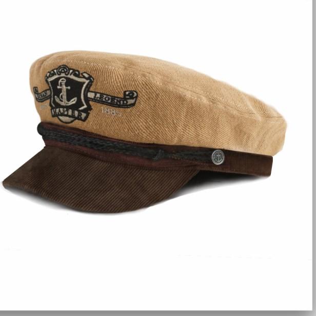 Topi Pelaut/ Fiddler Cap/ Topi Captain/ Topi Sailor/ coklat twill - 56