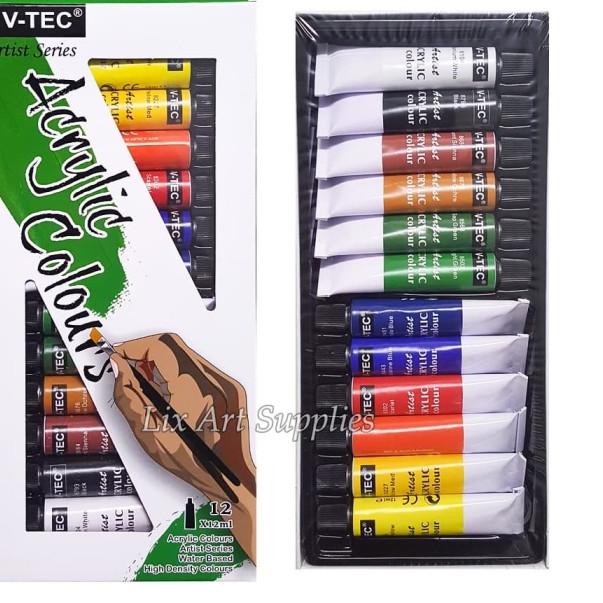 

V-Tec Acrylic Color Set 12 - 812A/ Cat Akrilik Cat Akrilik Set 12x12ml