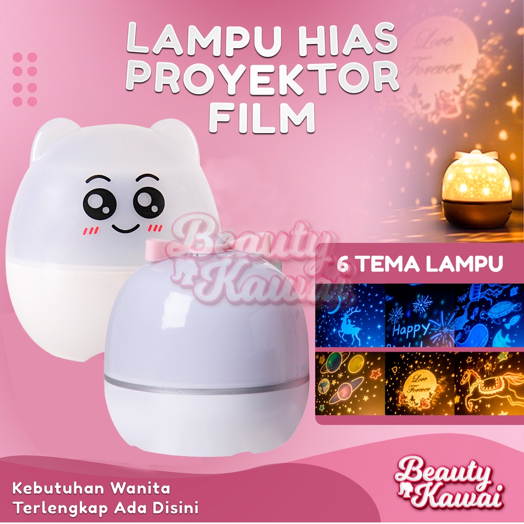 Lampu Tidur Proyektor Rotating 360 Karakter Lucu Unicorn Bulan Bintang