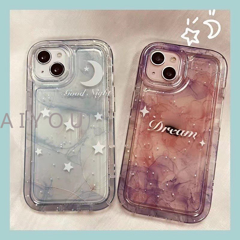 Soft Case TPU Transparan Gradasi Ungu Bintang Bulan Cover IPhone 14 13 12 11 Pro Max