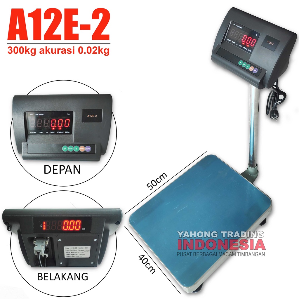 Timbangan Barang Digital Bench Scale A12E Dual Display 300kg