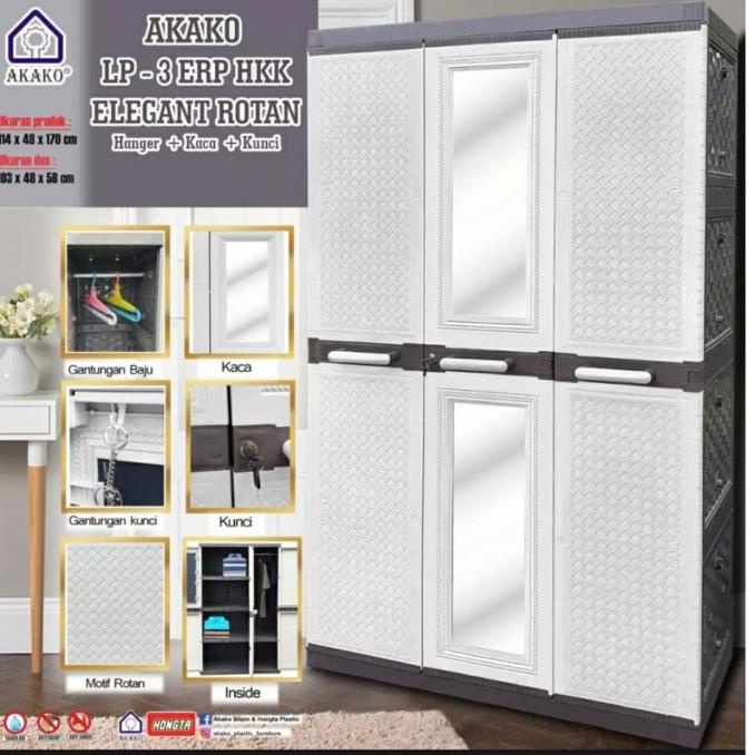 

LEMARI PLASTIK AKAKO 3 PINTU ELEGANT stock ready