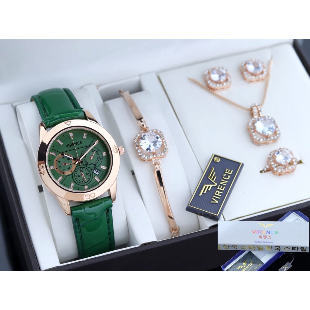 Jam tangan Wanita Original VIRENCE StraP kulit Tanggal Aktif Dan Tahan Air