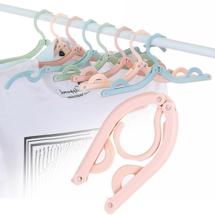 barokah gamis Folding Clothes Hanger Hanger Lipat Baju Travel Gantungan Pakaian