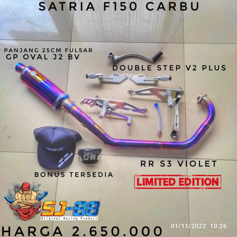 Knalpot sj88 fu carbu paket ub v2 double step rr s3 violet gp oval j2 bv