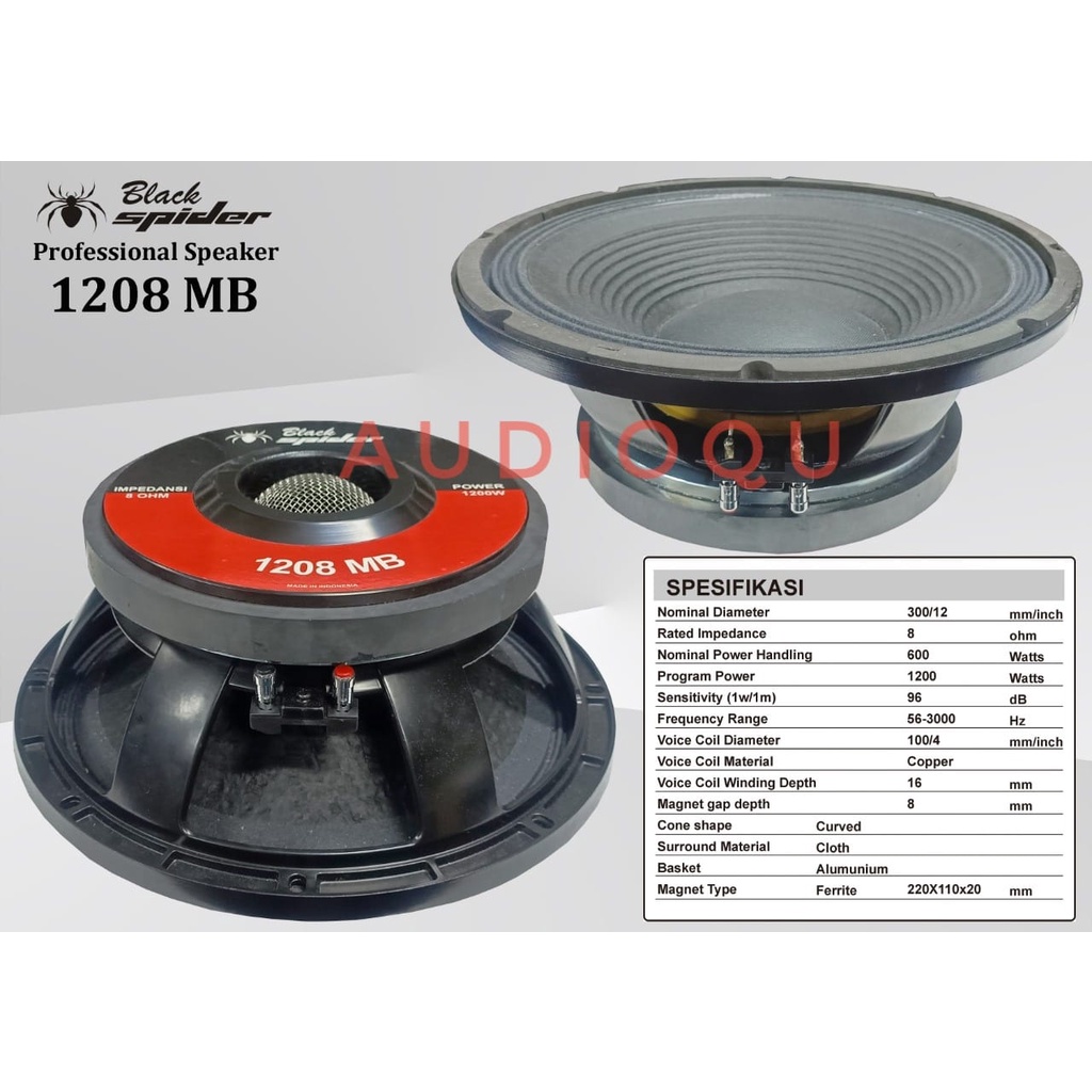 SPEAKER KOMPONEN BLACKSPIDER 1208MB BLACK SPIDER 1208 BM ORIGINAL 12IN