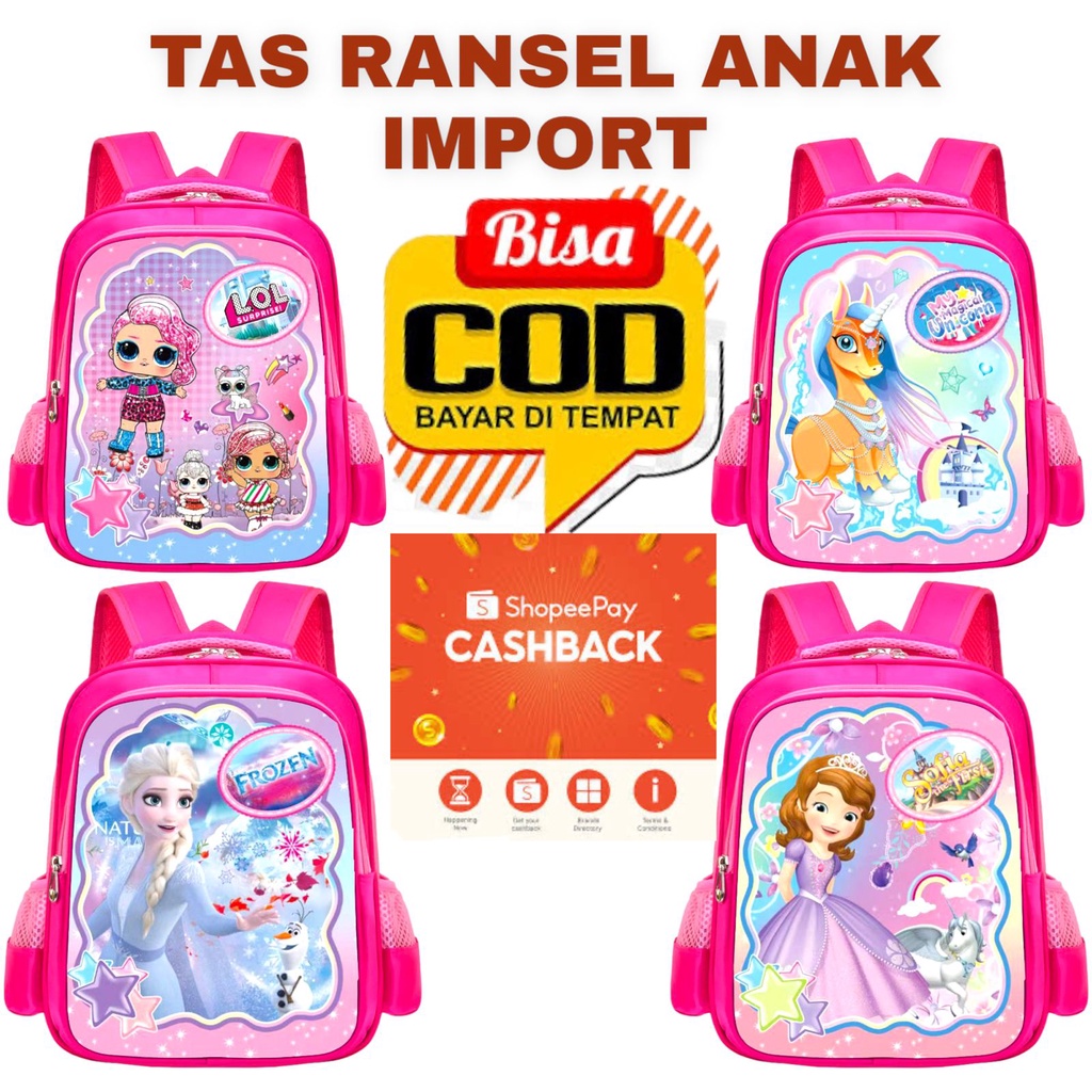 SMARTGIRL CUCI GUDANG NEW TAS RANSEL ANAK SEKOLAH IMPORT UNTUK TK 00061-00069