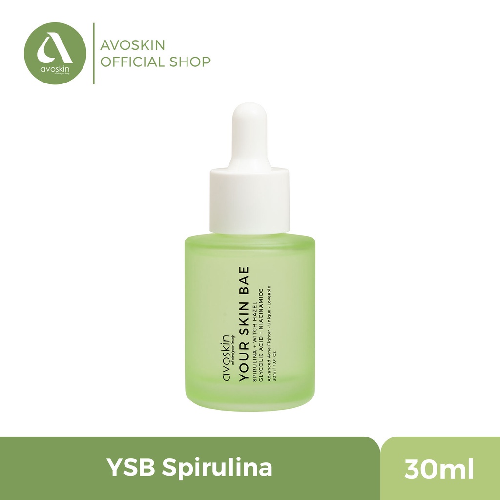 Avoskin Your Skin Bae Serum Spirulina + Witch Hazel + Glycolic Acid + Niacinamide (30ml) untuk Kulit Berjerawat