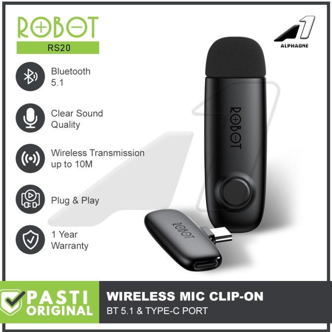 ROBOT Microphone Mic Wireless Clip On HP Bluetooth RS20 USB C Port