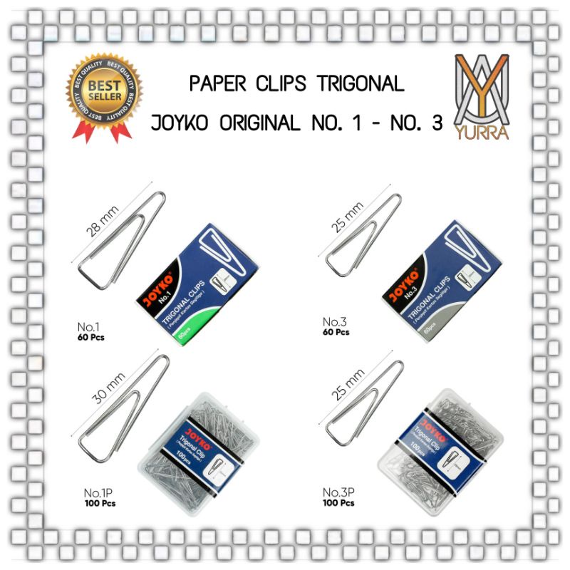 

YURRA - PAPER CLIP TRIGONAL JOYKO KLIP PENJEPIT KERTAS SEGITIGA BESAR KECIL