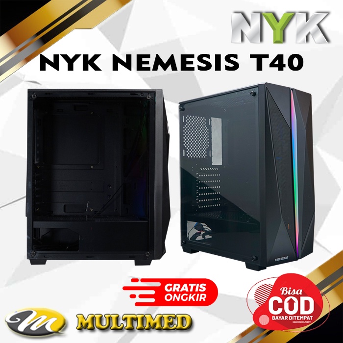 Casing PC Gaming NYK Nemesis T40 Blackwidow With LED Strip