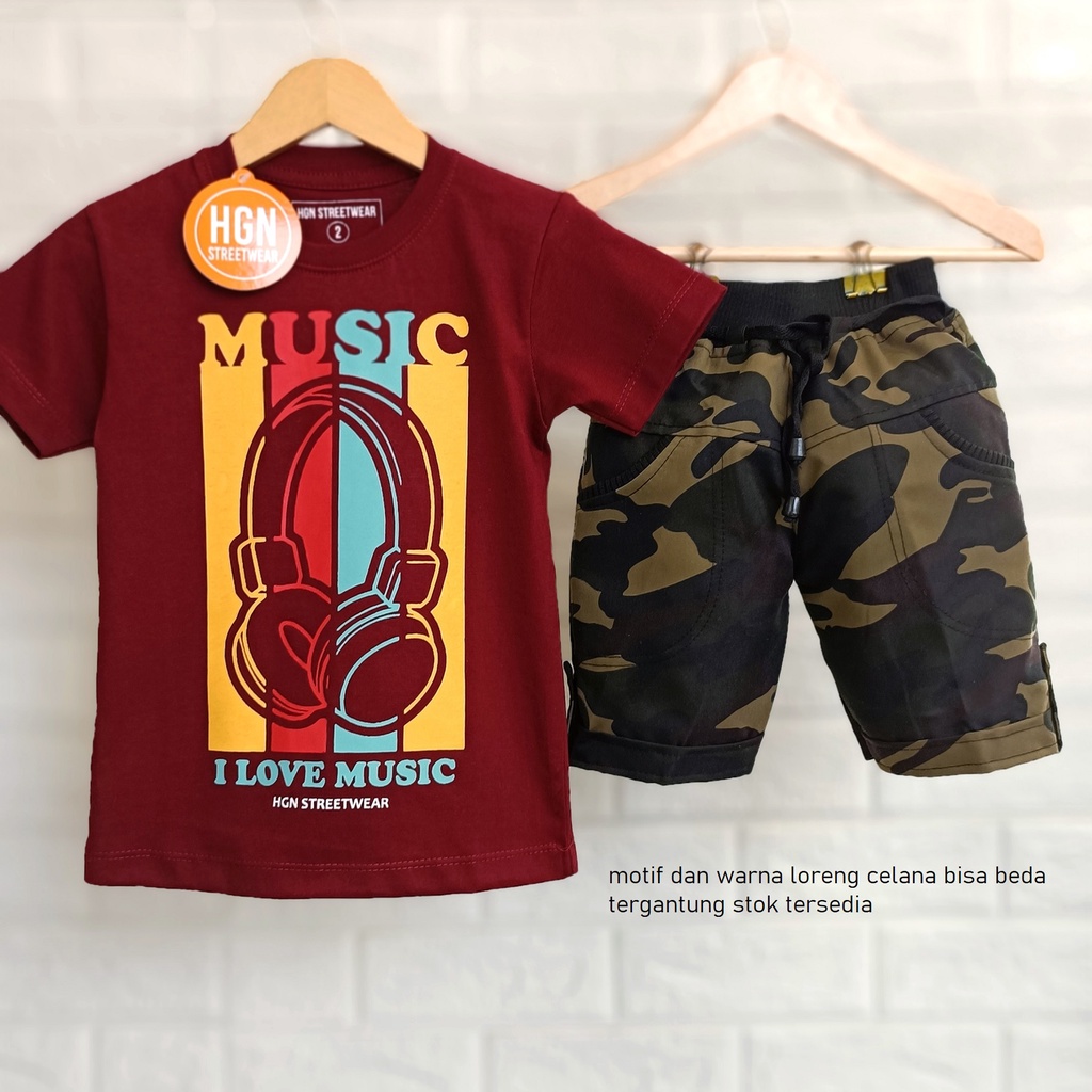 Baju Anak Cowok Pakaian Anak Laki-Laki Setelan Anak Cowok Celana Pendek Anak Laki-Laki 1-10 Tahun HG