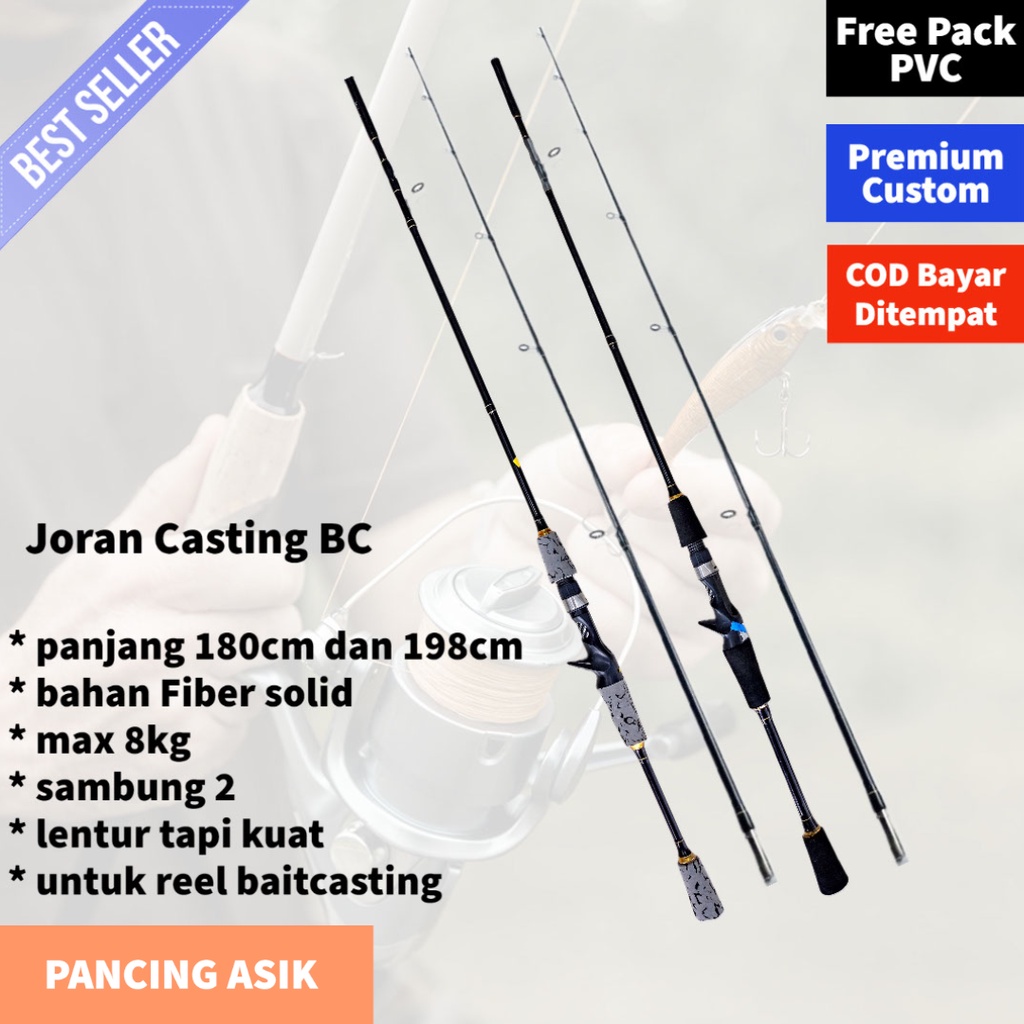 Joran BC Fiber Solid 8-17lb Hitam & Doreng - Casting Murah - Free Packing PVC