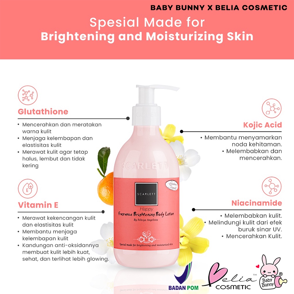 ❤ BELIA ❤ SCARLETT Whitening Body Lotion Series 300ml | Pelembap Tubuh | Lotion Anti Kulit Kering | BPOM