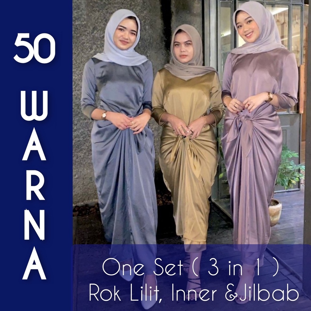 Blouse one set rok lilit + jilbab ceruty baby doll