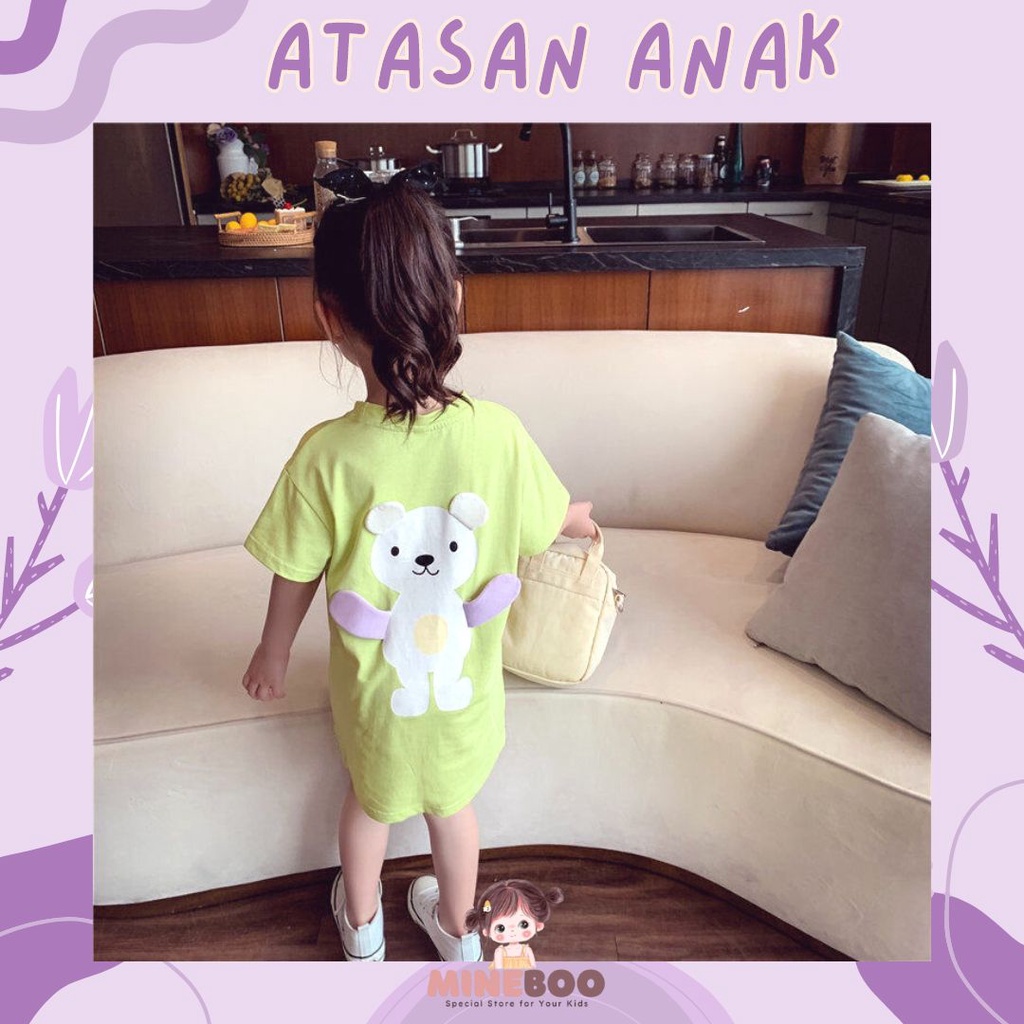 mineboo - DRESS HELLO BEAR Gaun anak perempuan/Baju anak perempuan/rok bayi/Kaos dress anak motif beruang cute import