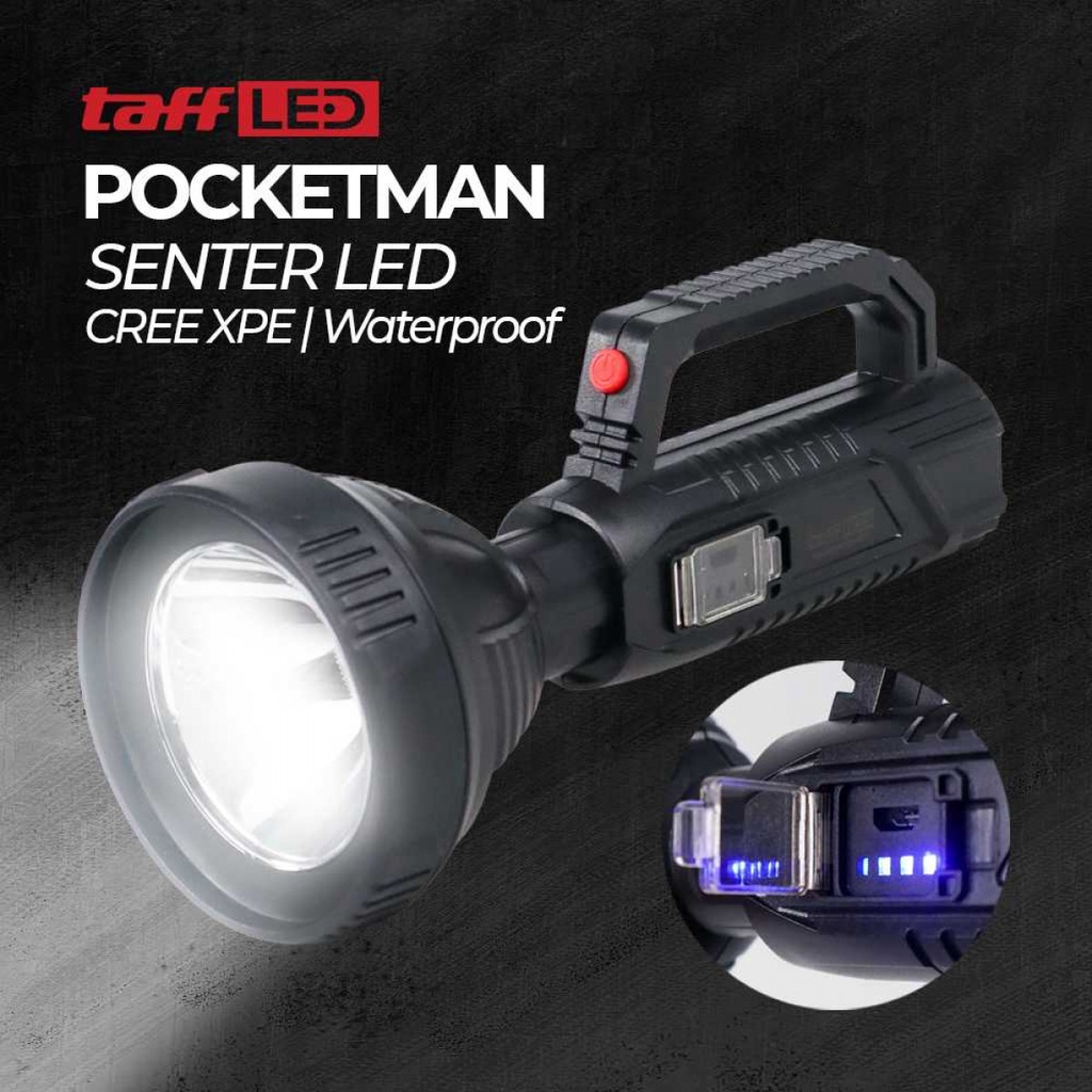 Pocketman Senter LED Super Terang Waterproof USB Recharge Cree XPE