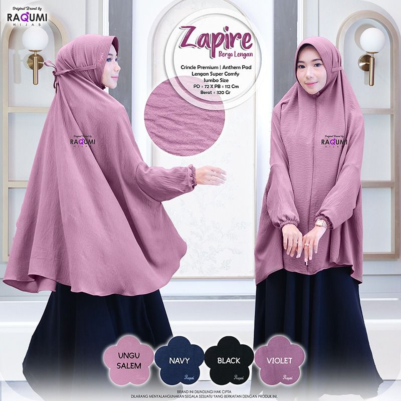 ZAPIRE BERGO LENGAN RAQUMI ORIGINAL | JILBAB JUMBO LENGAN | JILBAB BERGO JUMBO