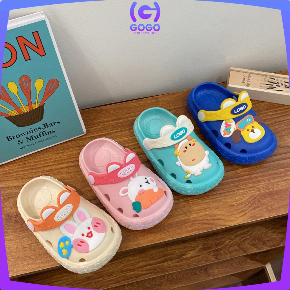 GOGO-S42 Sepatu Sandal Anak Motif Kelinci Selop Karakter Lucu / Sendal Baim Anak Perempuan Laki Laki Slip On Slippers Kids Rabbit Import