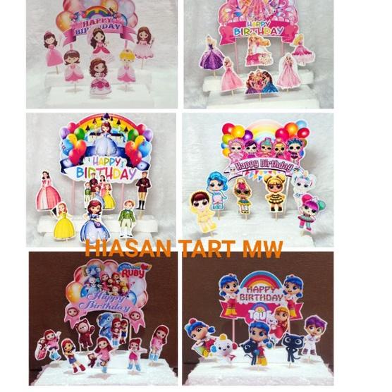 ㍽ Topper Cake Ulang Tahun Karakter Perempuan / Hiasan Kue Tart / Topper Lol Little Pony Lego Girls Roblox Girls Princess ƒ