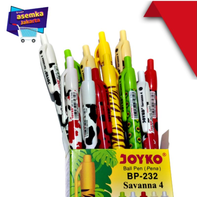 Bolpen Pulpen Motif Joyko BP-232 Savanna 4 Pena 0.7 mm isi 12pcs