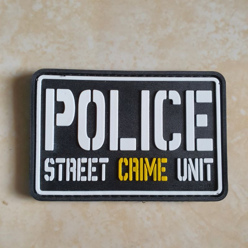 patch rubber logo tulisan police street crime unit / polri / police / tempelan emblem karet velcro