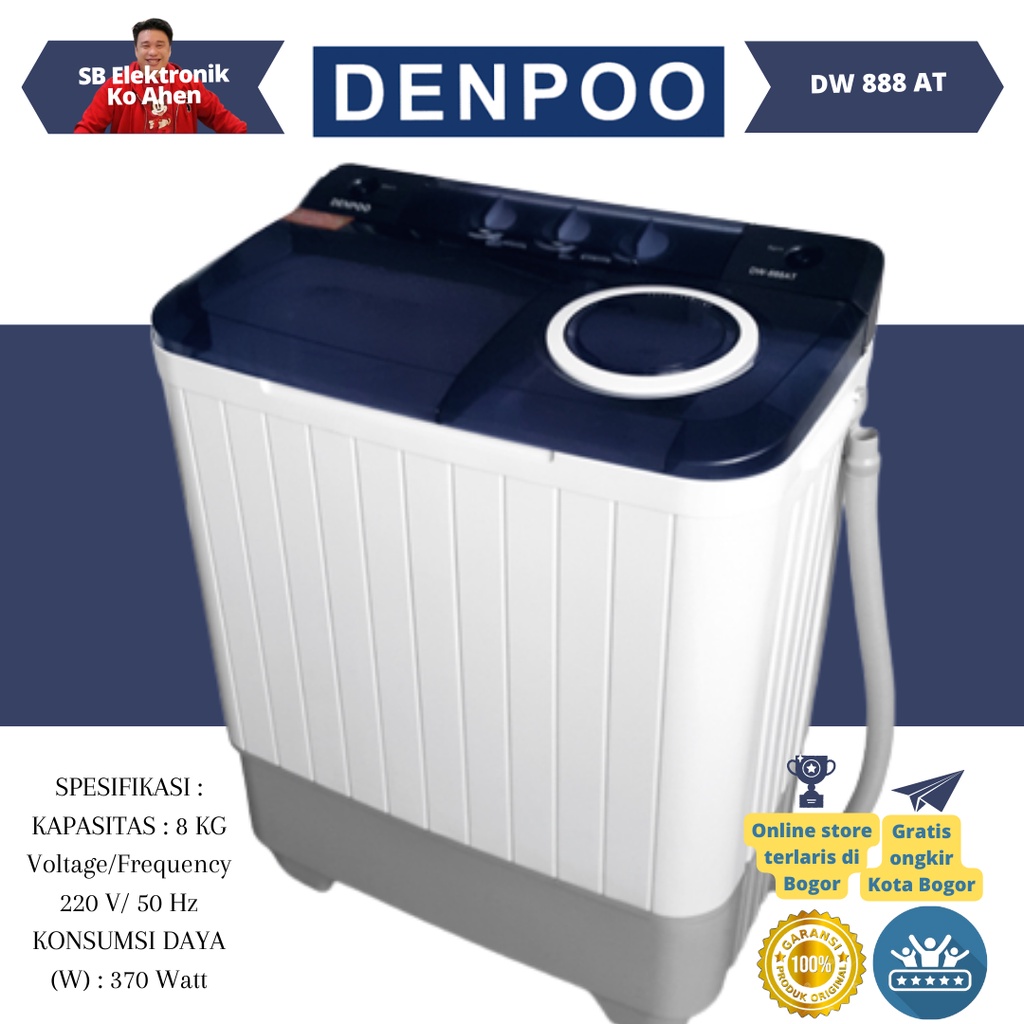 Jual MESIN CUCI DENPOO 2 TABUNG DW888 AT TWIN TUBE 8 KG | Shopee Indonesia