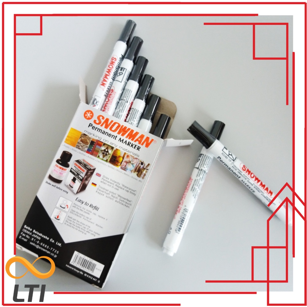 

Spidol Permanen Snowman AG - 12 Hitam Per PCS / Ecer - HEMAT