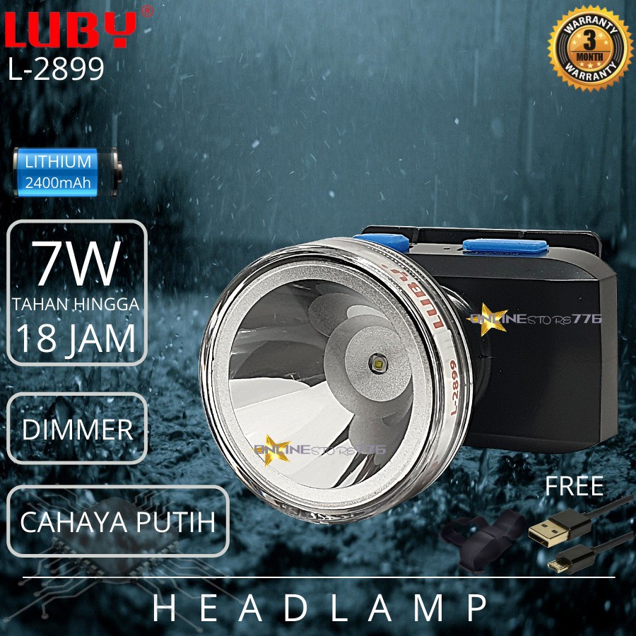 COD Senter Kepala LUBY 7 watt / Headlamp LUBY 2899 / L-2899 / L2899 Cahaya Putih