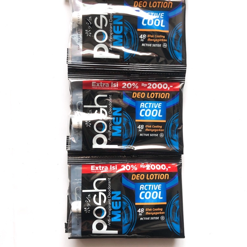 (12 Pcs) Deo Lotion Posh Men Active Cool Cowok Sachet