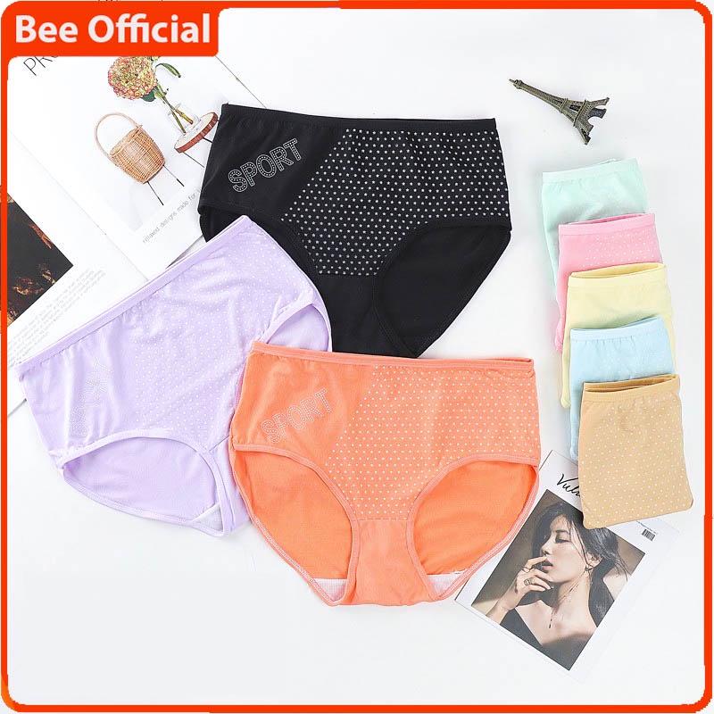 BEE - Celana Dalam Mid Waist Cd Motif Bunga Bahan Katun Import Undies 3108