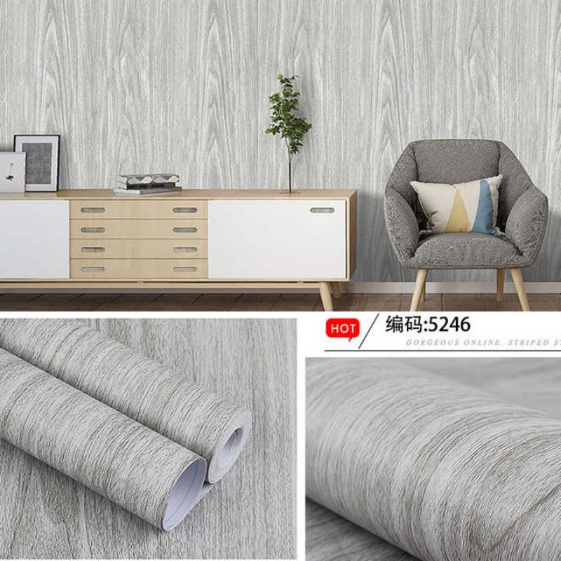 Wallpaper Sticker Dinding Motif Kayu Polos Abu-abu