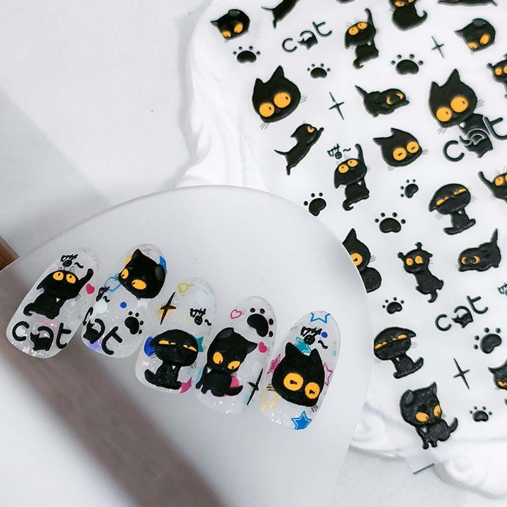 Mxbeauty Kartun Stiker Kuku Warna-Warni Relief Kucing Fashion Manicure Aksesoris Perekat Diri Stiker Kuku Kelinci
