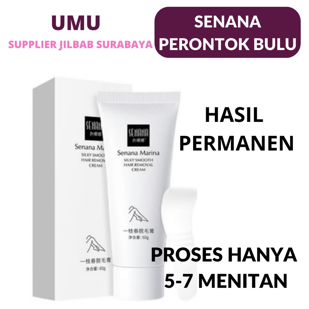 (UMU SUPPLIER) SENANA HAIR REMOVAL CREAM 60g FREE SEPATULA CREAM PERONTOK BULU