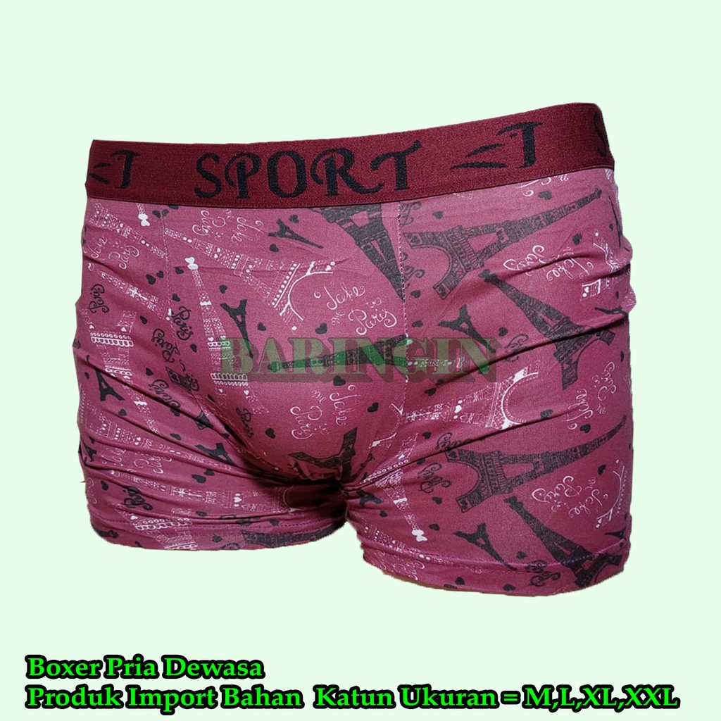 Isi 3 Pcs -Boxer Pria Dewasa-Celana Dalam Pria Bentuk Boxer Bahan catton Ukuran M-XXL