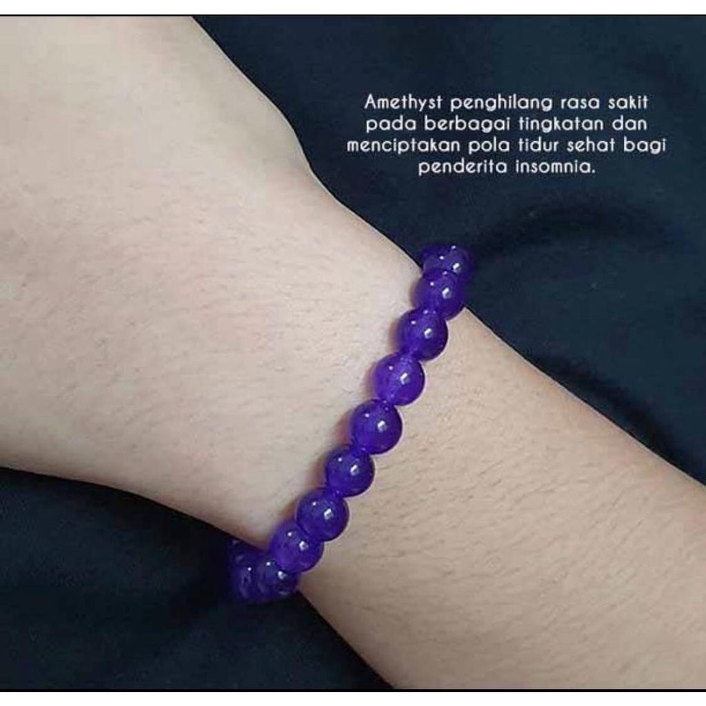 Gelang Kesehatan Batu Giok Ungu Amethyst Pria Wanita