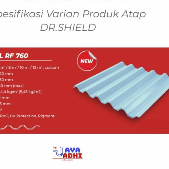 Atap Dingin uPVC Dr. SHIELD Putih/Biru Doff - 1m, RF 760