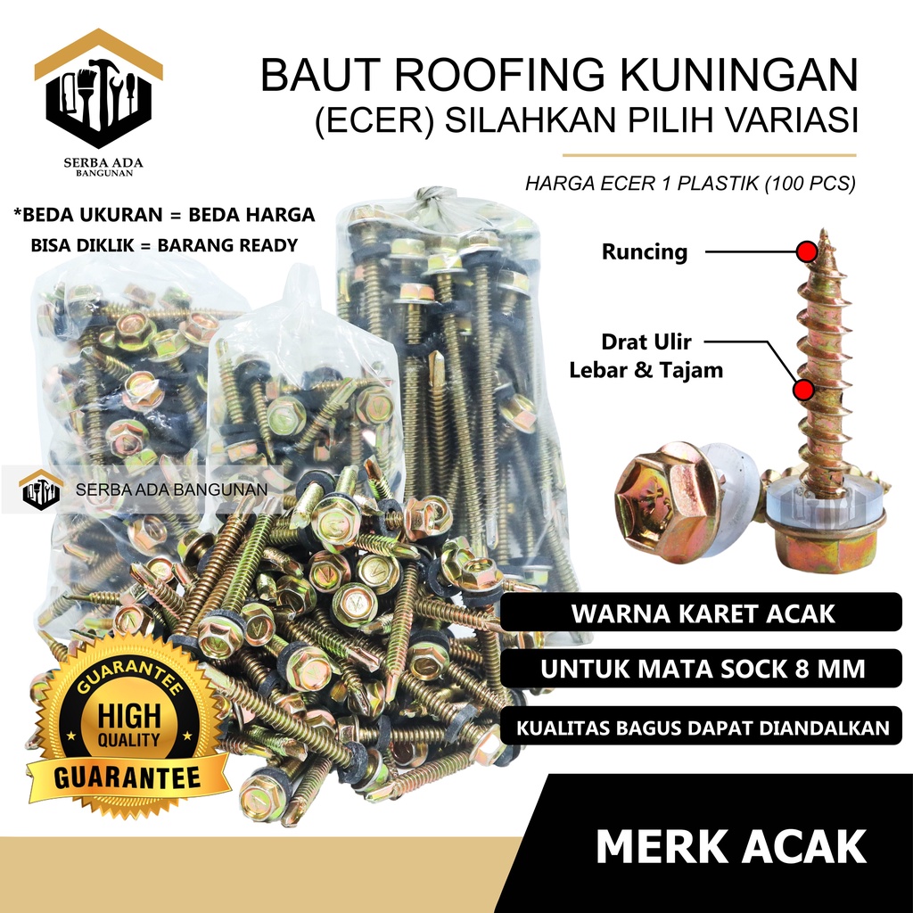 Baut baja ringan l baut Skrup Baja Ringan 10x16 10x19 Harga Termurah- 100pcs