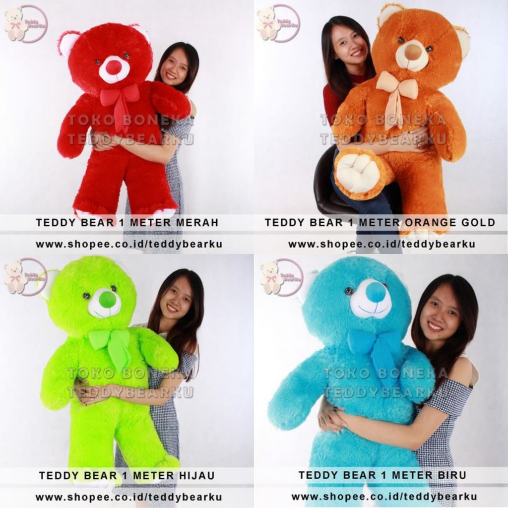 Teddy Bear Boneka Beruang Jumbo 1M. Limited Edition Warna Pelangi Rainbow