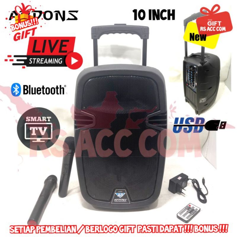 Speaker portable karaoke addons 10 inch super bass original