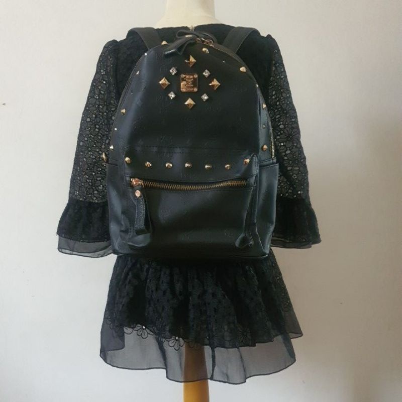 preloved BAG ONLY MCM ransel backpack hitam black