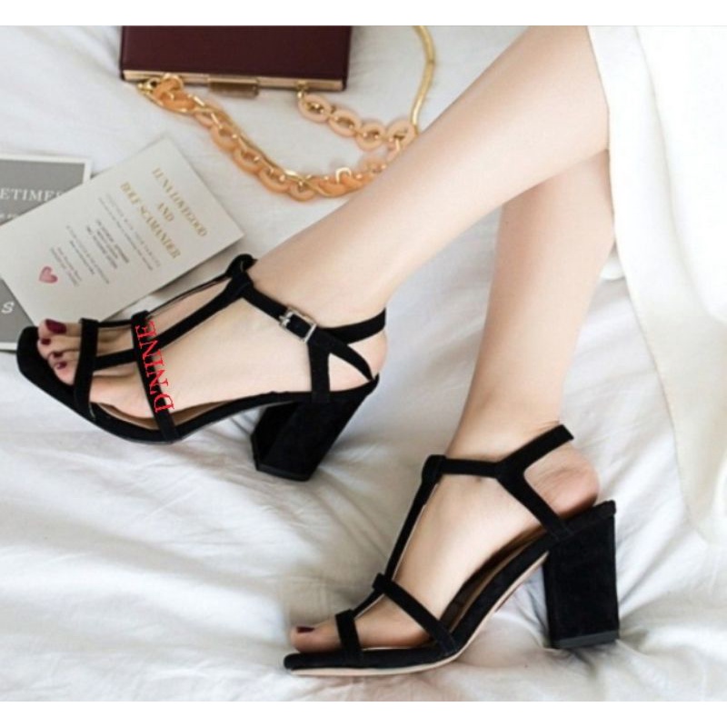 KIRANA DV 16 Heels sandal wanita suede 9cm