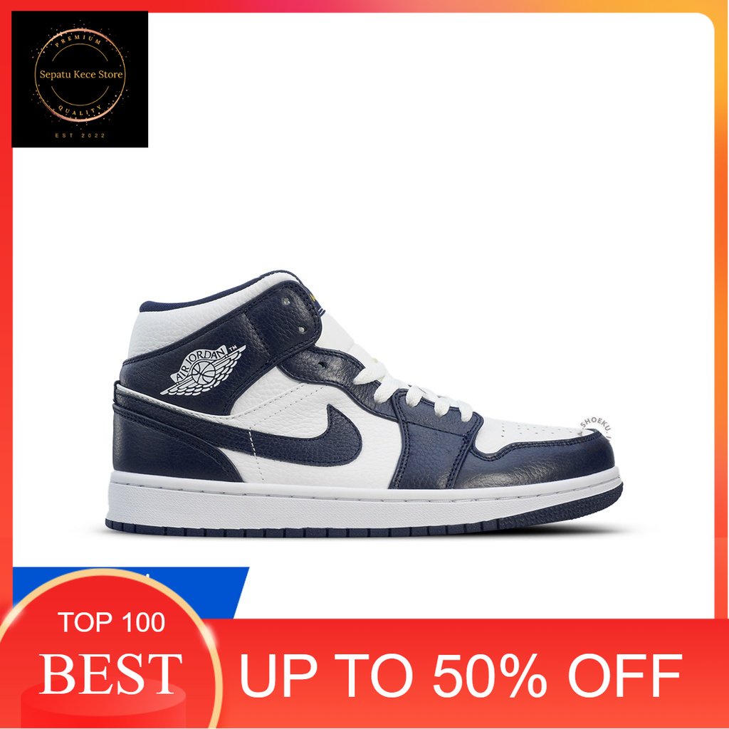 Sepatu Sneakers Air Jordan 1 Mid Obsidian Import Original Pria Wanita