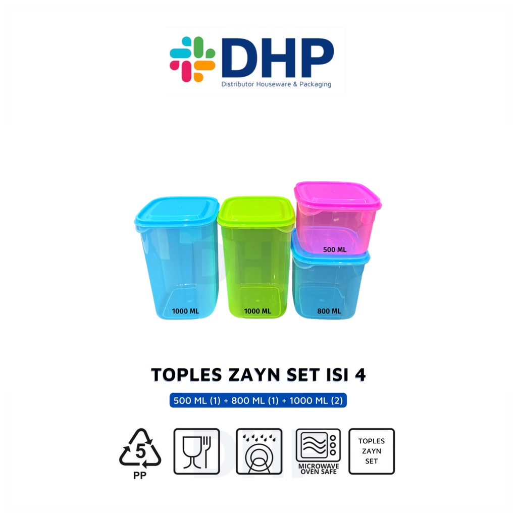 Toples Zayn SET Isi 4Pcs Wadah Bumbu Dapur Sealware Perlengkapan Dapur