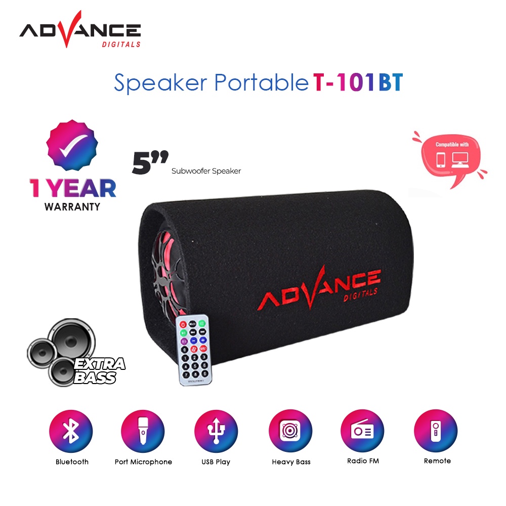 Speaker Bluetooth ADVANCE Subwoofer Karaoke Super Bass Salon Aktif Wireless T101BT