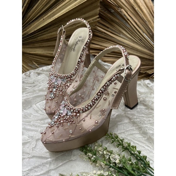 sepatu wanita kiana wedding rosegold 10cm tahu