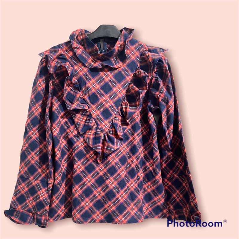 blouse ruffle korea vintage branded