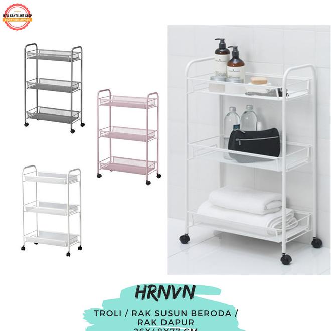 Ikshorn Troli Rak Tempat Penyimpanan Serbaguna Trolley 26X48X77Cm