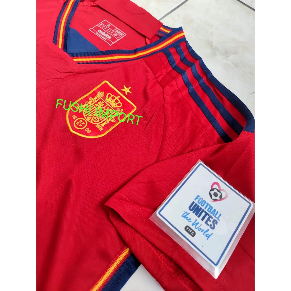 Jersey Baju Bola Spanyol Home Full Patch EURO 2022 2024 Grade Ori